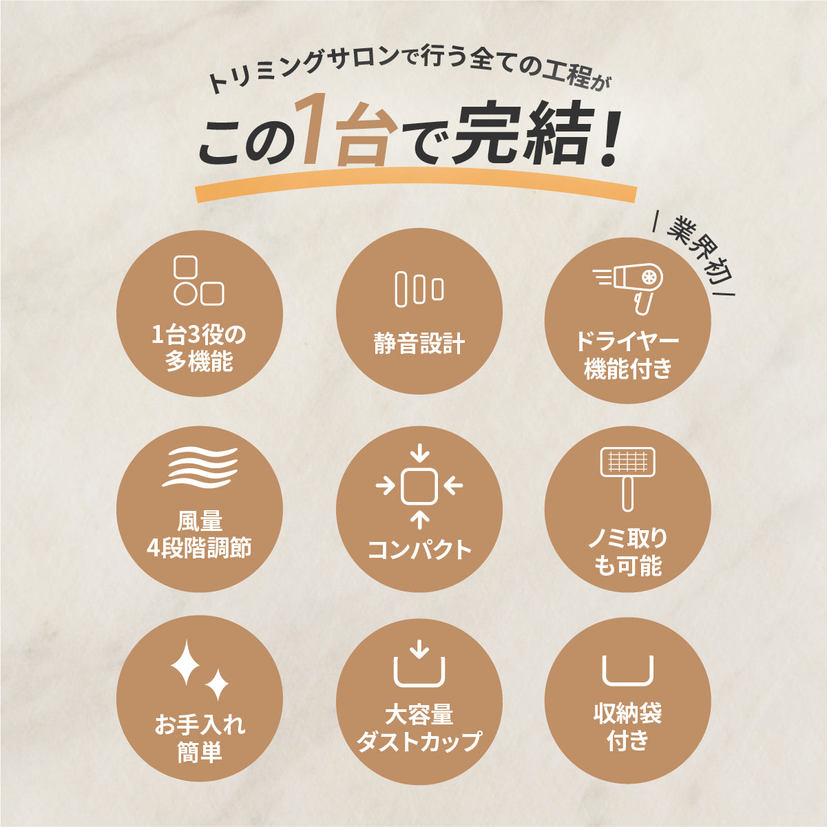 ドライヤーにもなるグルーミング掃除機