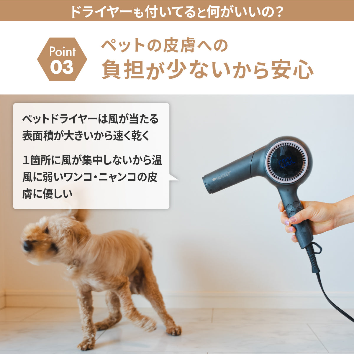 ドライヤーにもなるグルーミング掃除機