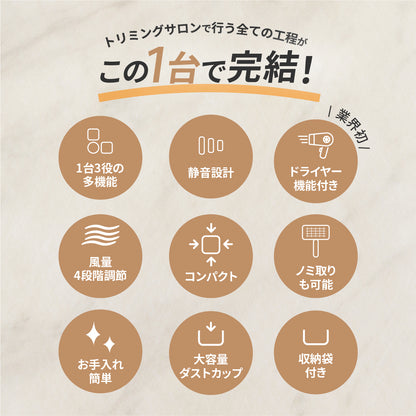 ドライヤーにもなるグルーミング掃除機