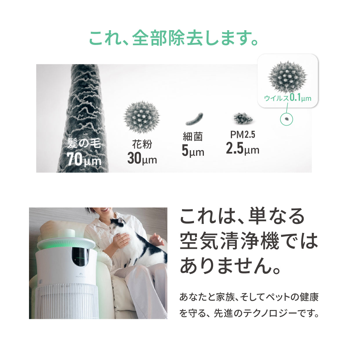 MOFMORE エアクリオ 360 -テーブルにもなるペット用空気清浄機-
